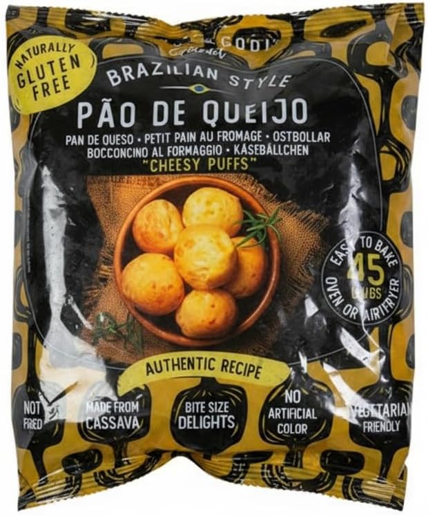 Pan de Queso Brasileño (1 kg) - Snack Sin Gluten - Aperitivo Frío para Horno y Freidora de Aire - 45 Unidades Aprox... - Mordi & Godi Pão de Queijo - Receta Auténtica con Harina de Yuca - NEXU