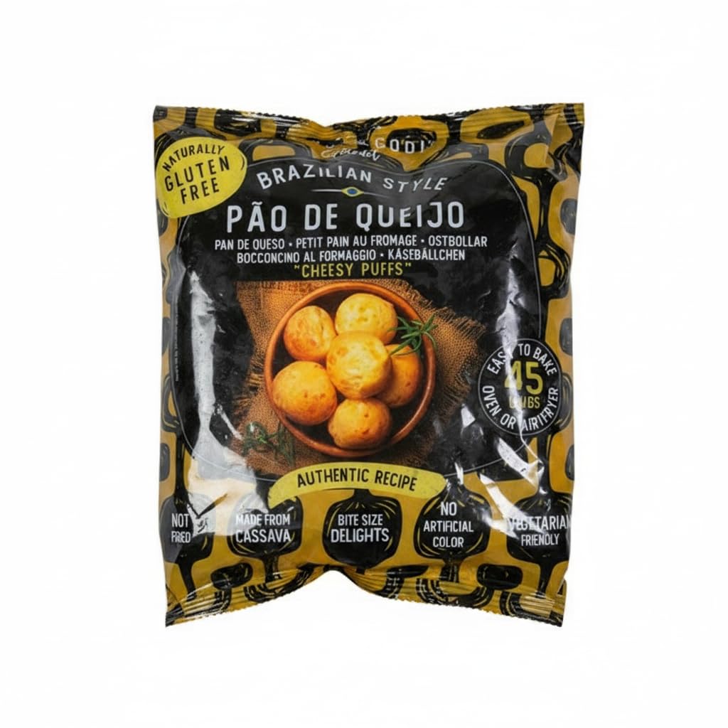 Pan de Queso Brasileño (1 kg) - Snack Sin Gluten - Aperitivo Frío para Horno y Freidora de Aire - 45 Unidades Aprox... - Mordi & Godi Pão de Queijo - Receta Auténtica con Harina de Yuca - NEXU