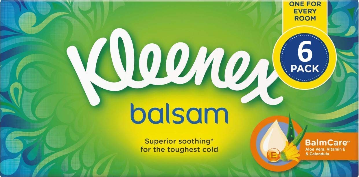 Kleenex Balsam COST270680 - Pañuelos faciales de 3 capas, cuidado calmante superior, 384 unidades, paquete de 6, COST270680 (el embalaje puede variar)