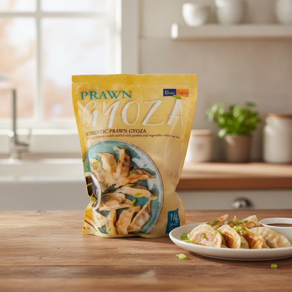 Gyoza de Langostino Auténtica Receta Japonesa - Bolsa de 1kg (39-41 piezas) - Dumplings de Langostino Blanco y Verduras - Ideal para Sartén, Vapor o Microondas - NEXU