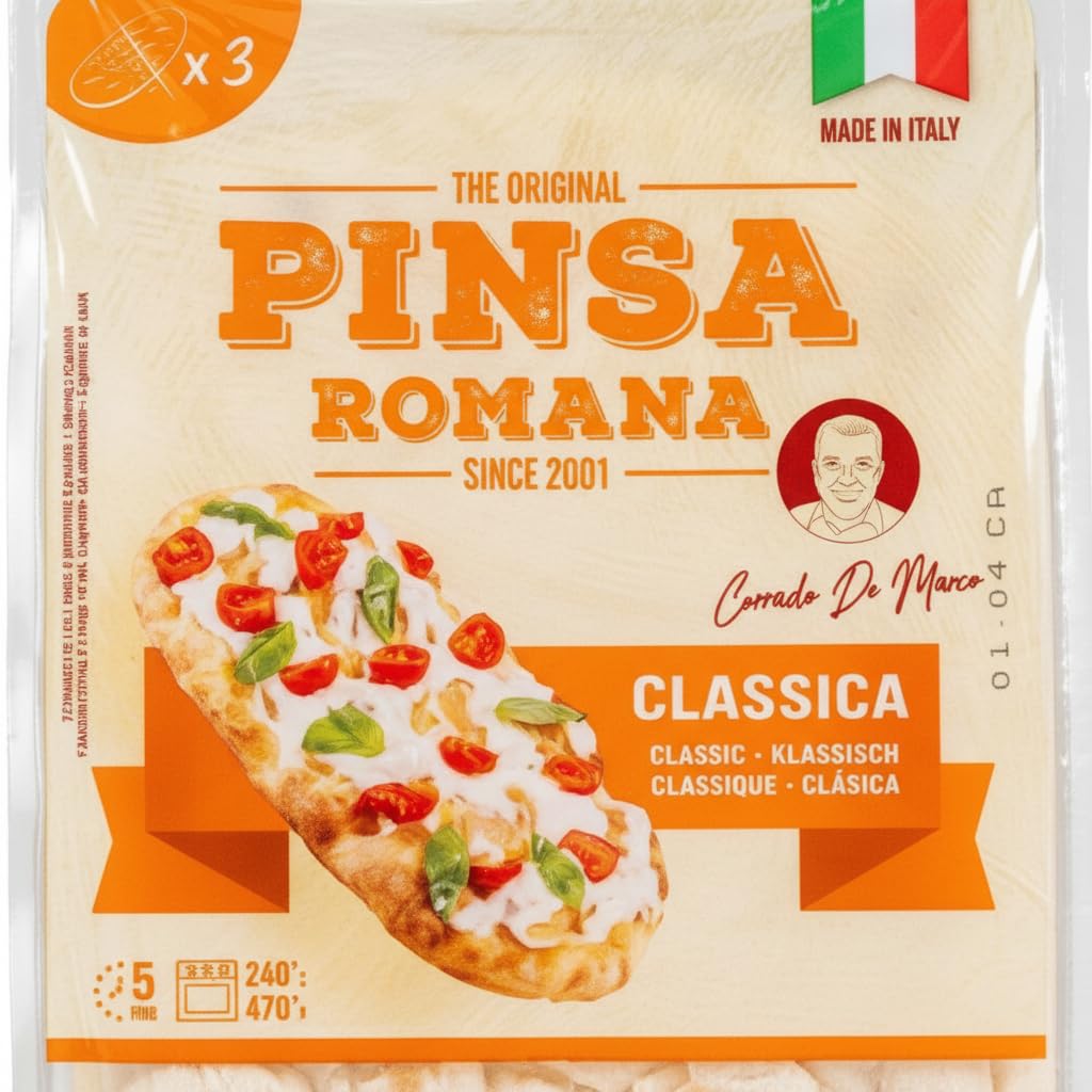 Pinsa Romana Classica - Pack de 3 Bases de 230g (690g Total) - Masa de Pizza Artesana Estirada a Mano - Di Marco - Fermentación Lenta 72h - Textura Crujiente y Ligera - Lista en 5 Minutos - NEXU