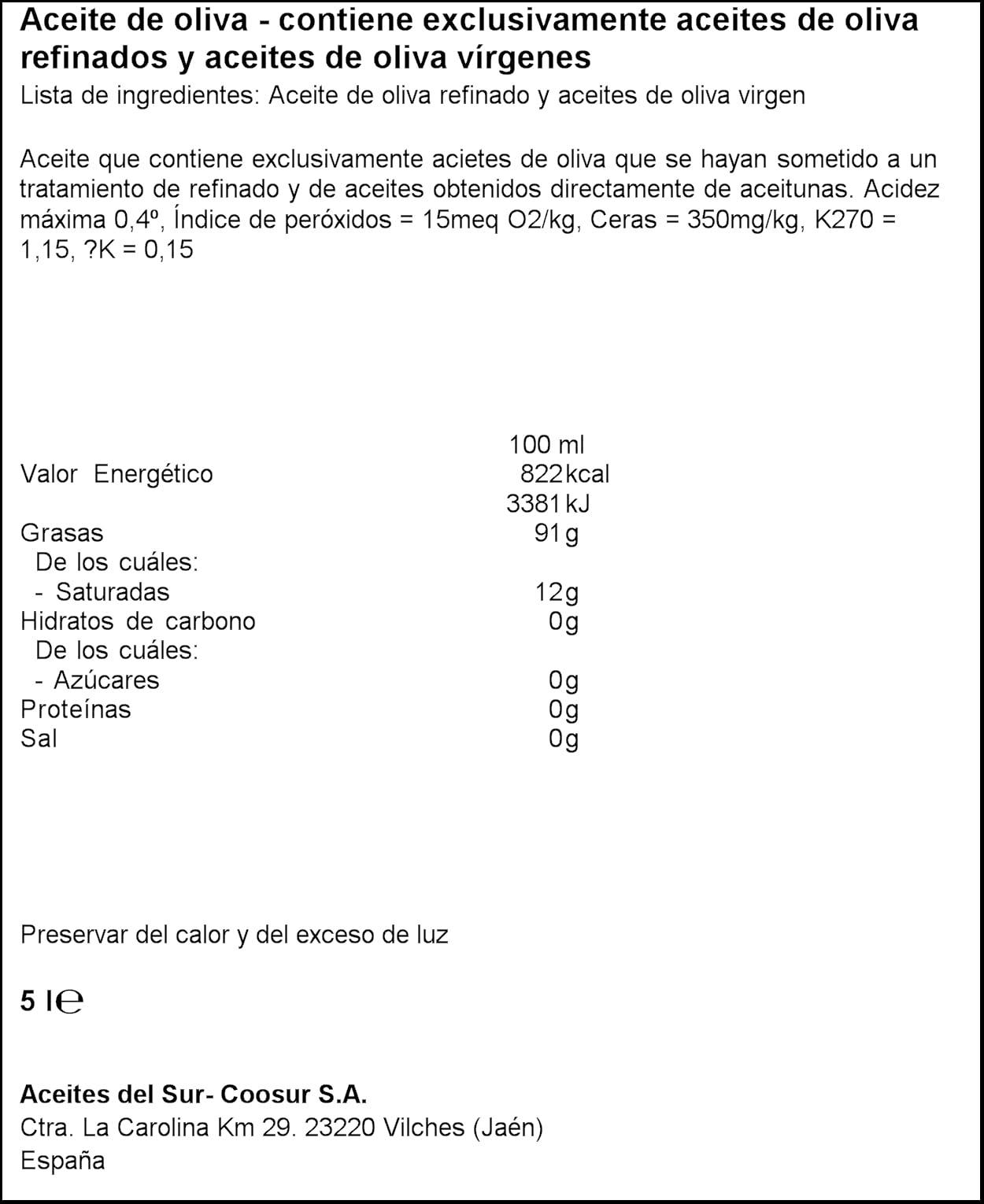 LA ESPAÑOLA - Aceite de Oliva Suave. Garrafa 5 Litros