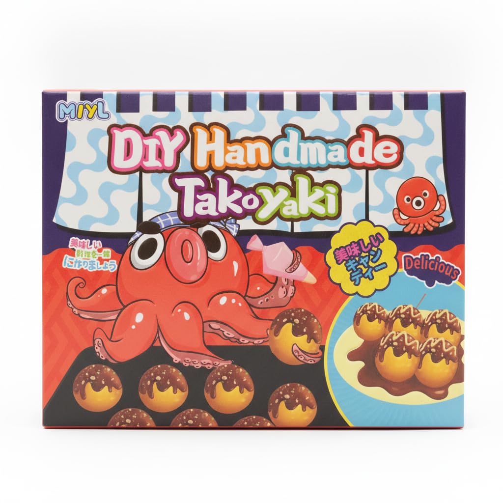 Kit de Preparado para Caramelos con Forma de Takoyaki - Manualidad Comestible con Salsa de Chocolate para Niños y Repostería Creativa - Bolsa 47g - NEXU