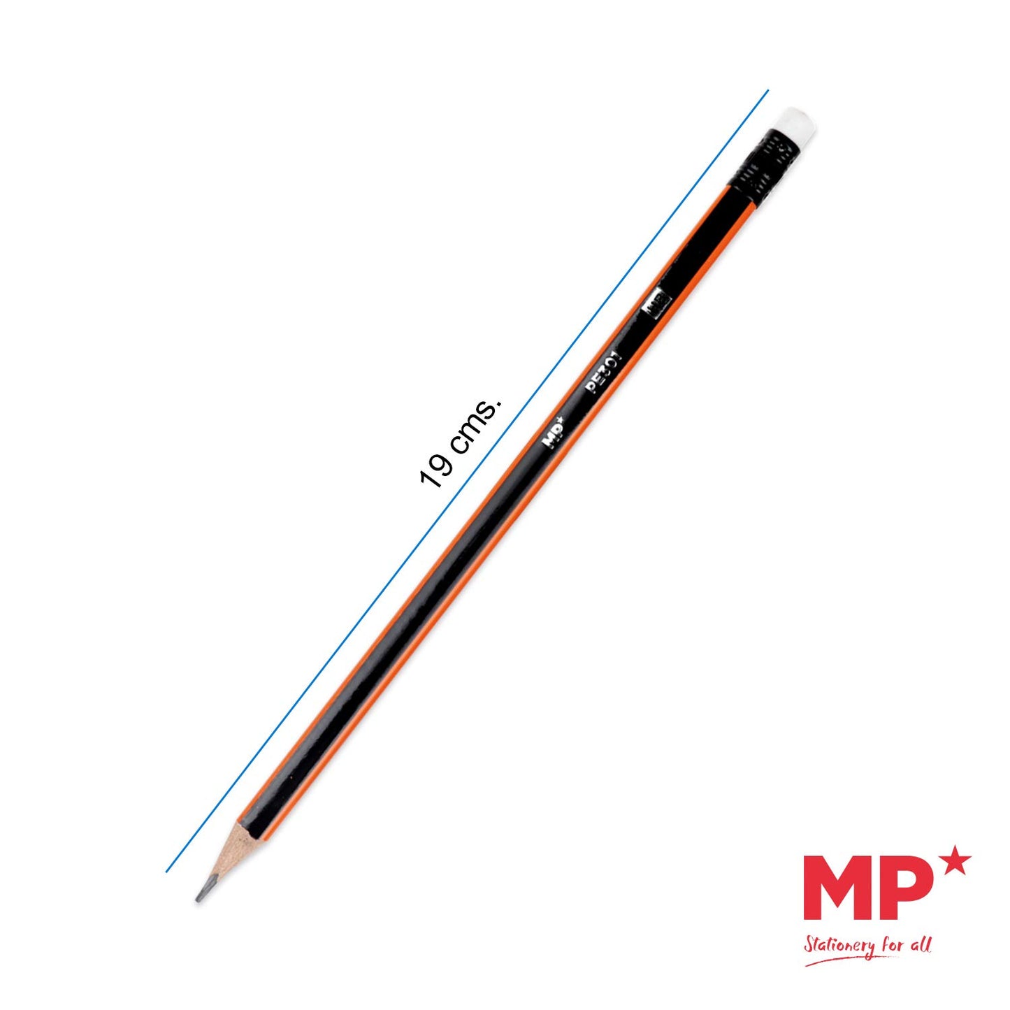 MP, Lápices HB con Goma de Borrar, Pack de 4, PE301