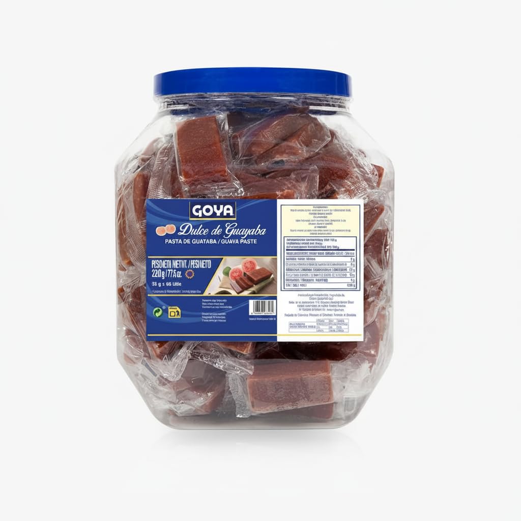 Dulce de Guayaba en Pasta - Bombonera Ahorro de 2.2kg (65 Unidades Envueltas) PACK 1 - Snack Tradicional Latino para Repostería, Postres y Maridaje con Queso - Goya - Sin Grasas - NEXU