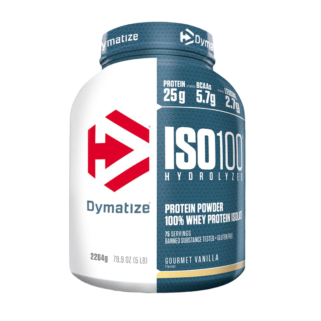Dymatize ISO 100 Hydrolyzed Gourmet Vanilla 2264g - Hidrolizado de Proteína de Suero Whey + Aislado en Polvo