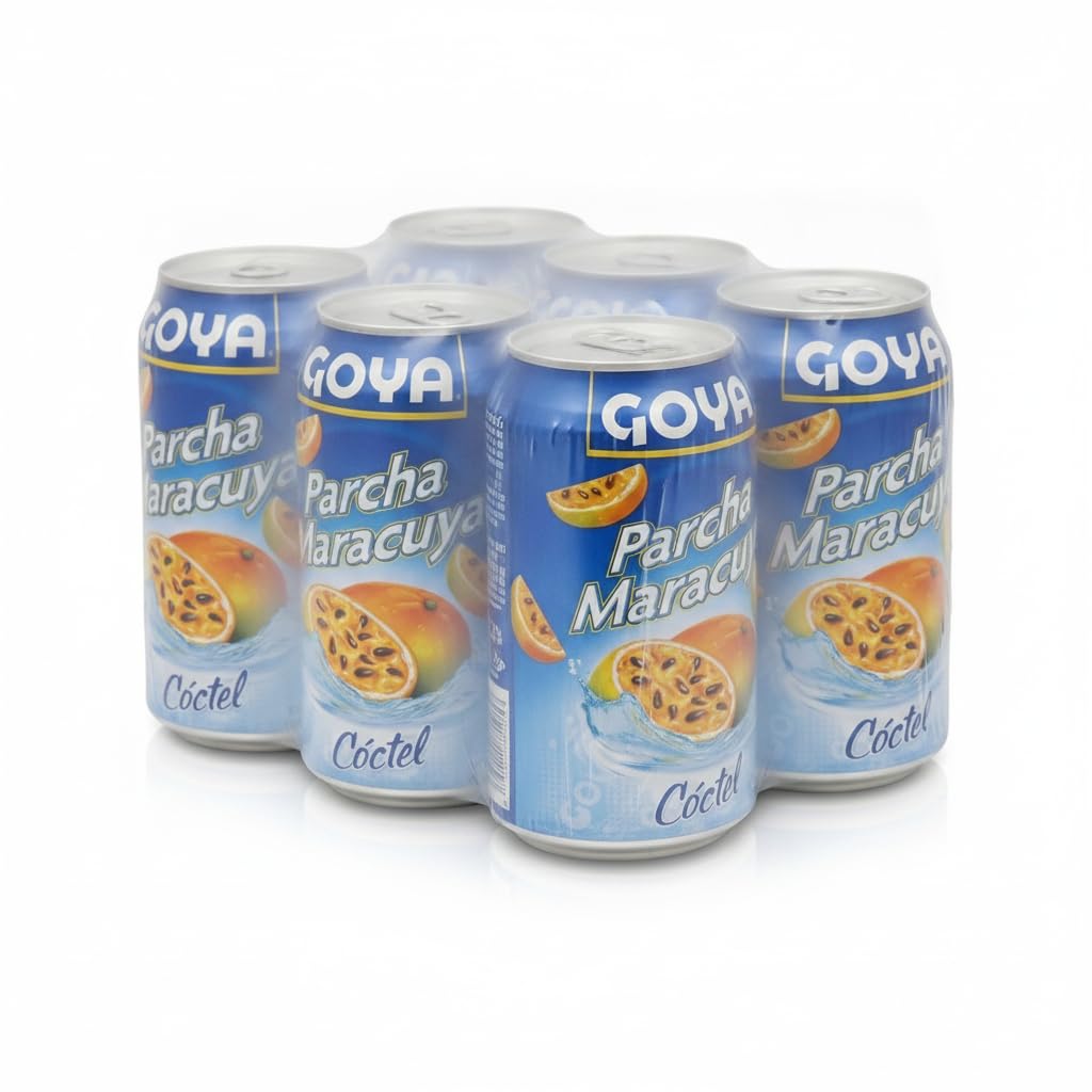 Cóctel de Parcha Maracuya - Zumo de Fruta de la Pasión Refrescante - Pack de 6 Latas de 284 ml - Bebida Tropical - Goya - Ideal para Cócteles y Meriendas - Sabor Intenso y Cítrico - NEXU