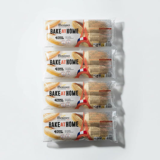 Pack de 4 Envases de 4 Panecillos Franceses Petits Pains (1.2kg Total) - Pan Precocido para Horno y Air Fryer -Menissez Bake at Home - Receta Tradicional Francesa - 16 Unidades - NEXU