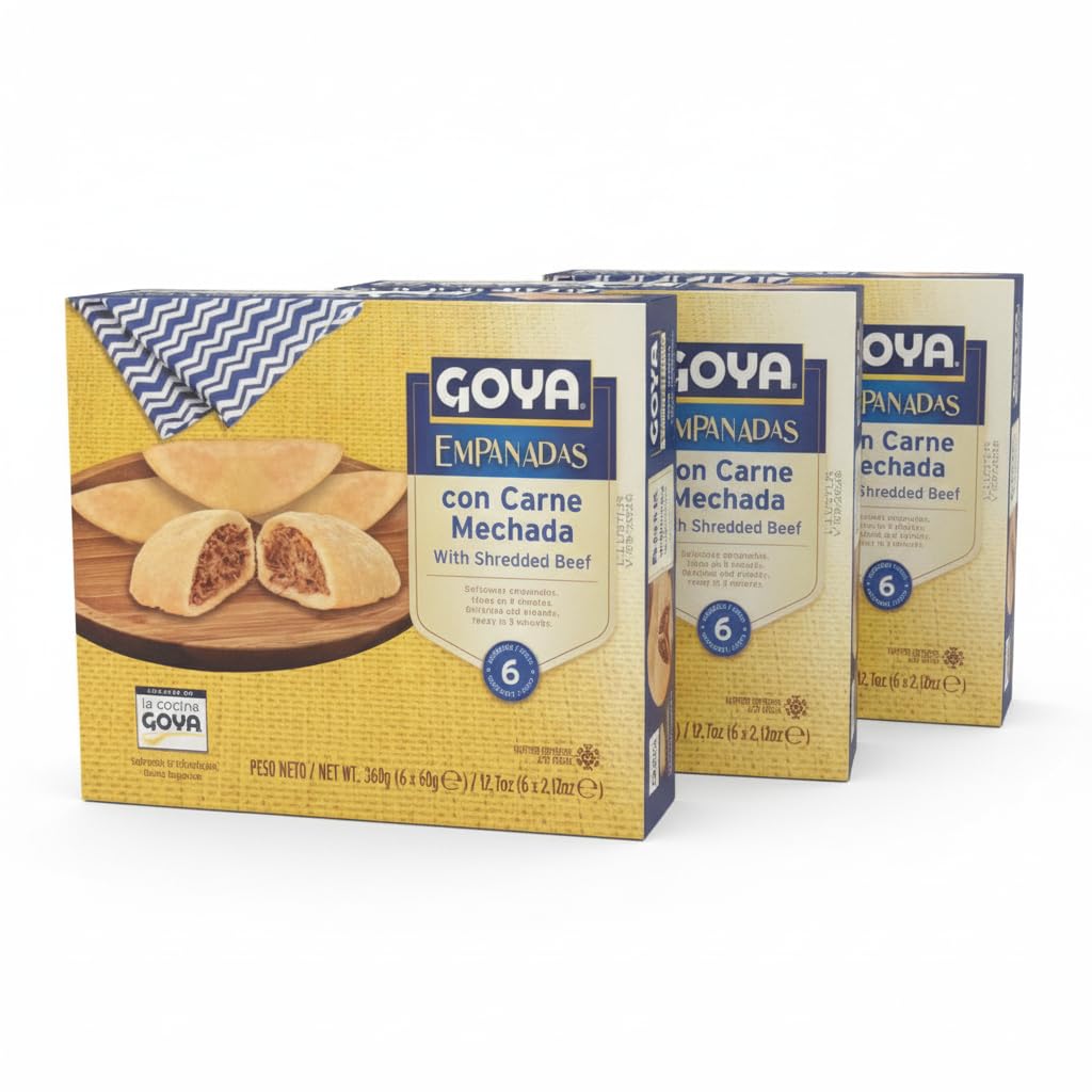 Empanadas de Carne Mechada Crujientes - Pack Ahorro 3 Cajas de 6 Unidades (1080g Total) - Empanadillas de Maíz Listas en 3 Minutos - Receta Tradicional y Sabor Auténtico - NEXU