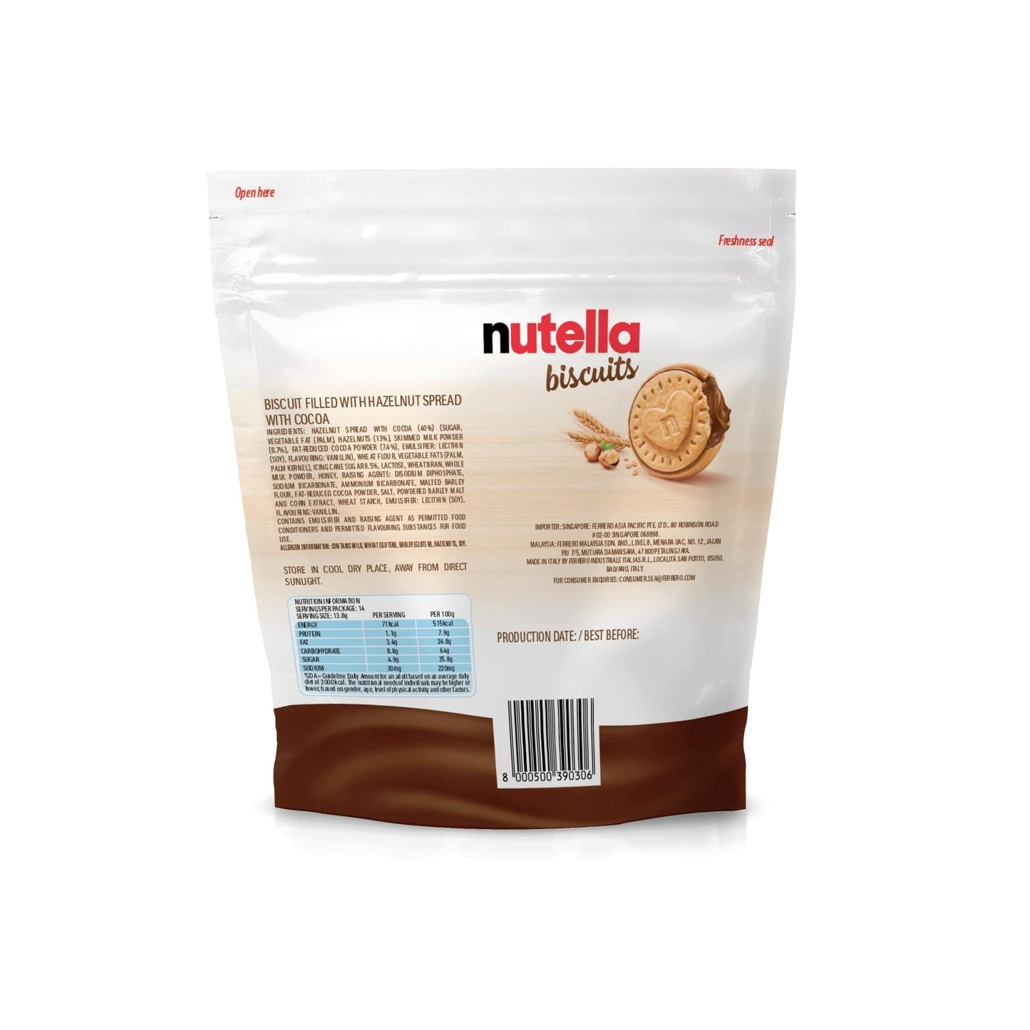 Nutella Biscuits, bolsa de 14 galletas, 193g