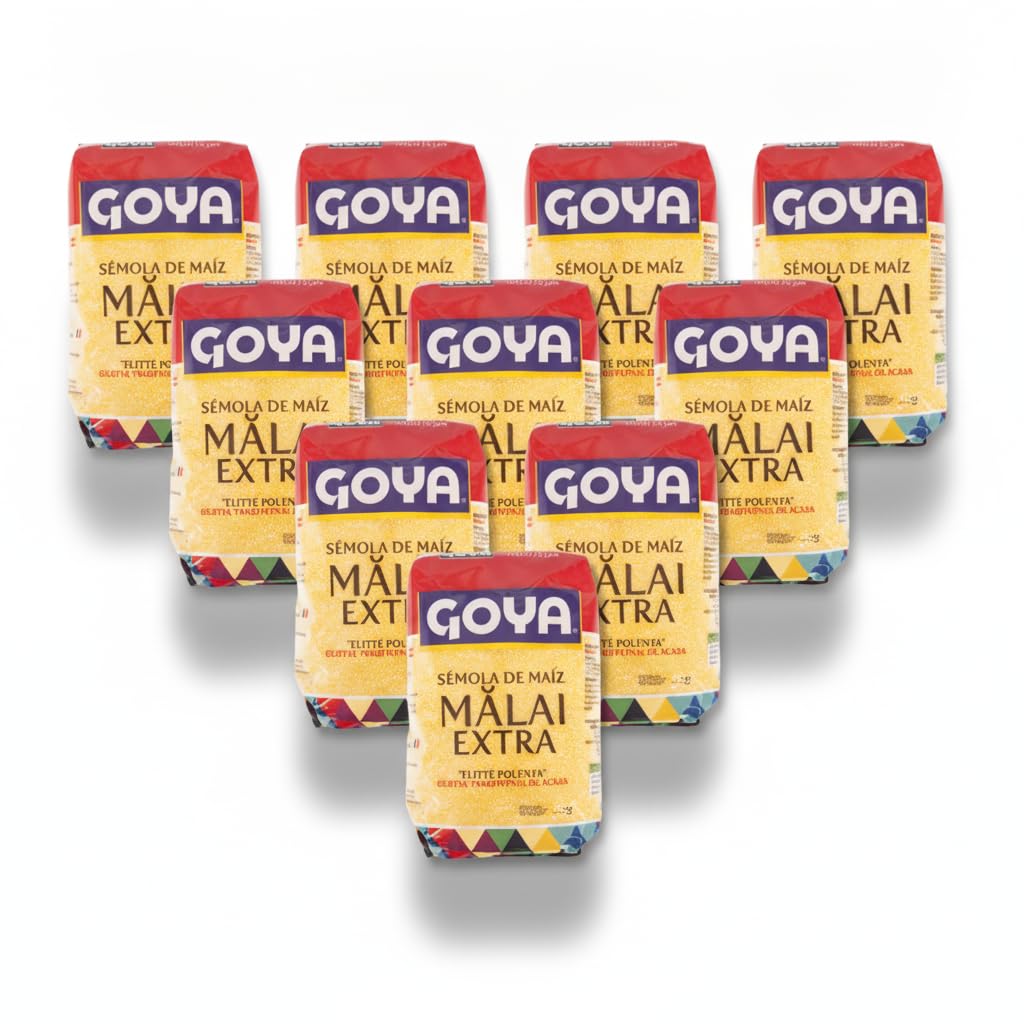 Harina/Sémola de Maíz Mălai Extra - Pack de 10 Unidades - Harina de Maíz Amarillo para Polenta Tradicional - Goya - Rica en Calcio y Nutritiva - Ahorro Familiar - NEXU