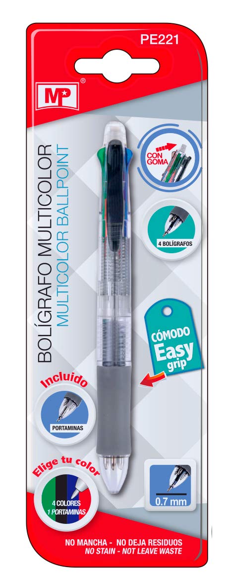 MP PE221 - Pack de 4 bolígrafos y portaminas, 0.5 mm, multicolor