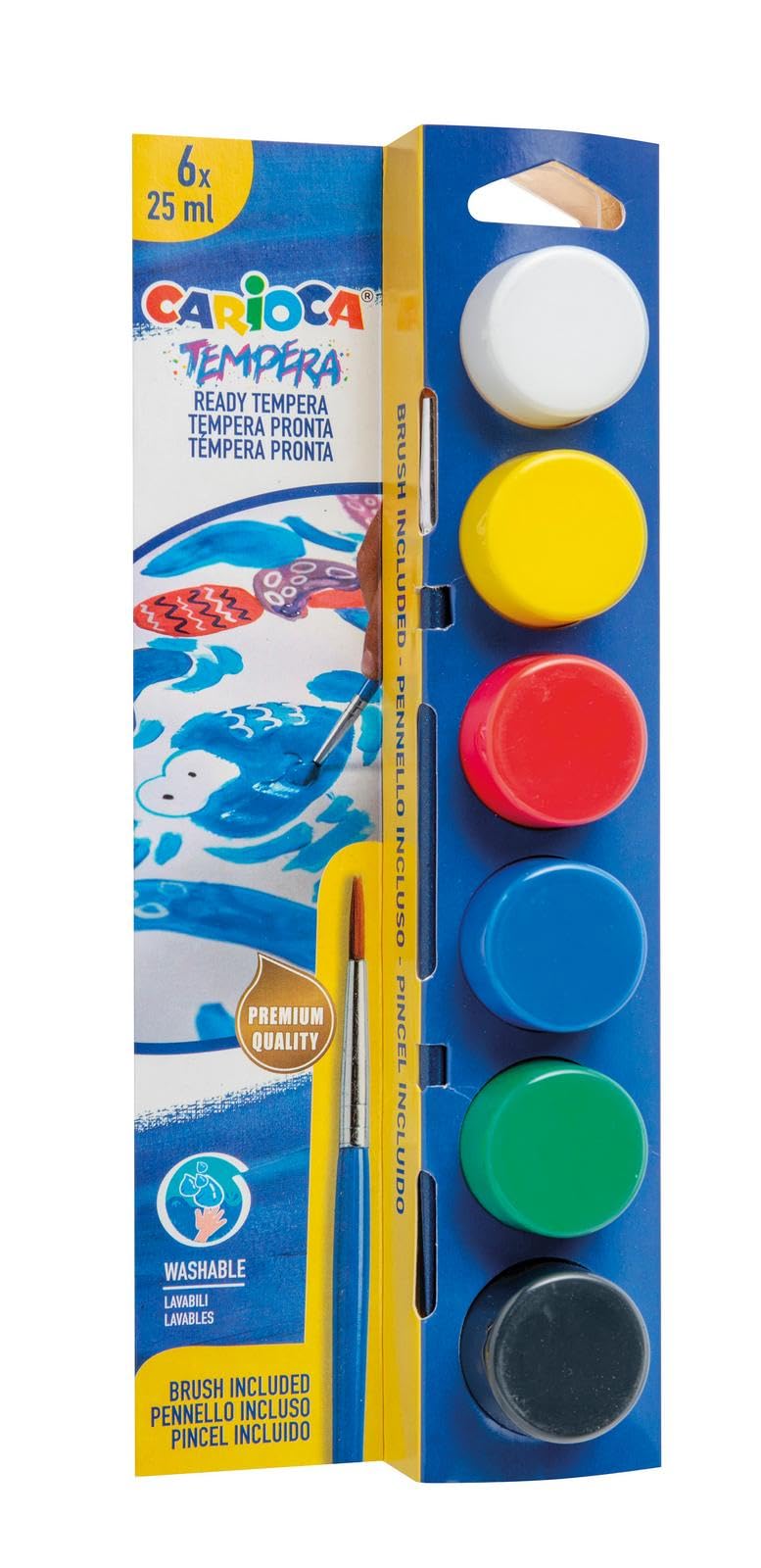 CARIOCA TEMPERA - Cepillo de pintura al agua (6 x 25 ml, 6 colores, 6 colores)