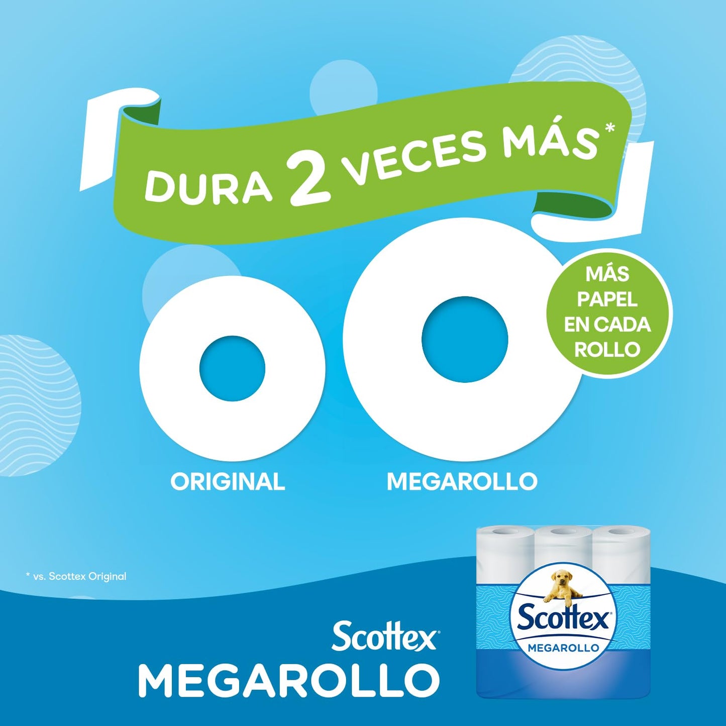 Scottex Megarollo Papel Higiénico Seco 12 rollos (24 rollos de un rollo original)
