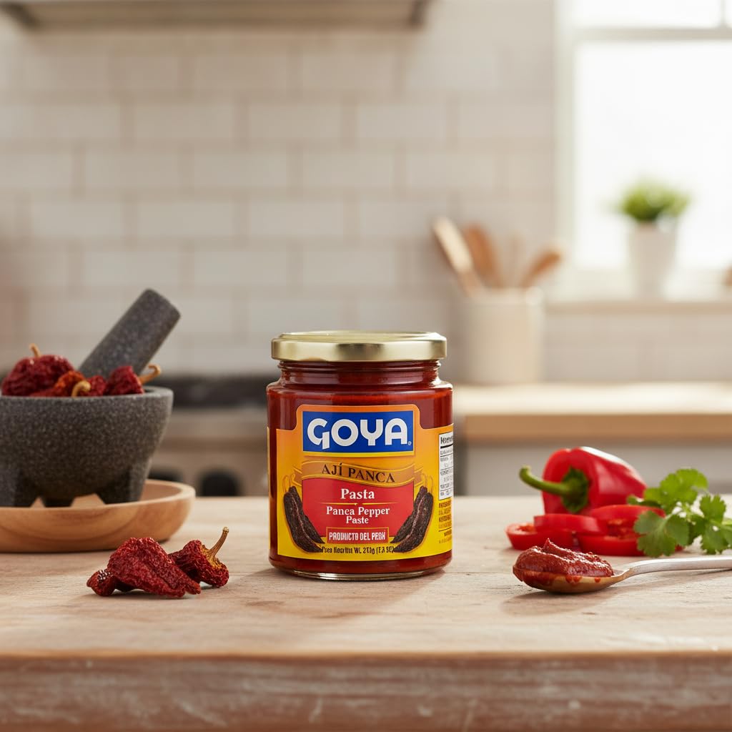 Pasta de Ají Panca de Perú - 213g (7,5 oz) Crema de Chile Panca para Cocina Peruana, Aderezos y Salsas - Ingredientes Seleccionados - Goya - Sabor Auténtico en Tarro de Vidrio - NEXU