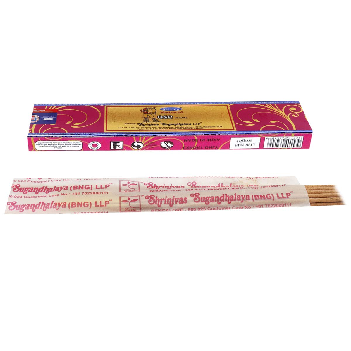 Incienso Natural Serie Satya – Rosa – 15 Grs – Lote de 12 recipientes