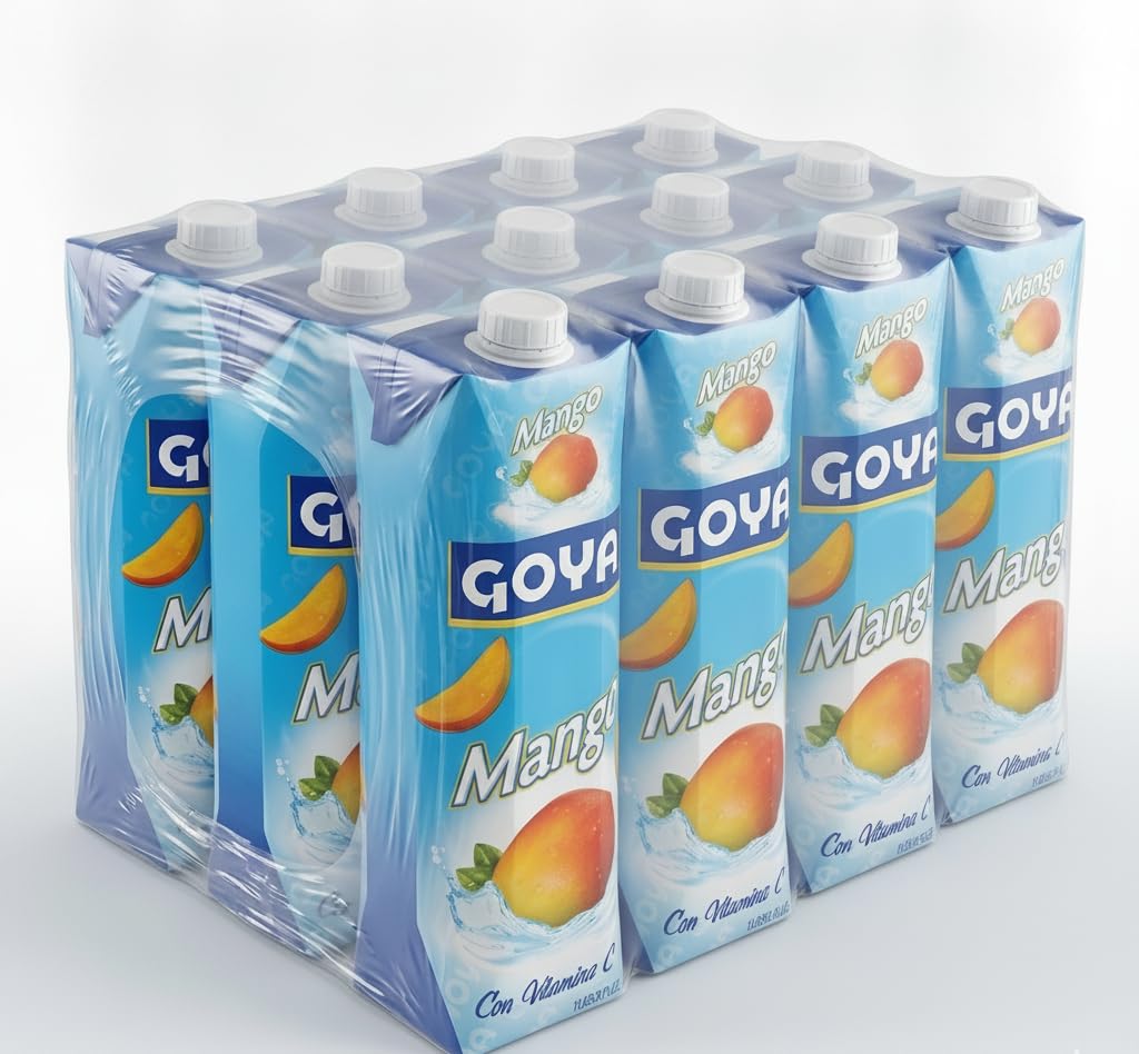 Jugo de Mango con Vitamina C - Pack de 12 Unidades de 1 Litro - Néctar de Fruta Refrescante y Nutritivo - Goya - Bebida Hidratante de Nivel Superior para Toda la Familia - NEXU