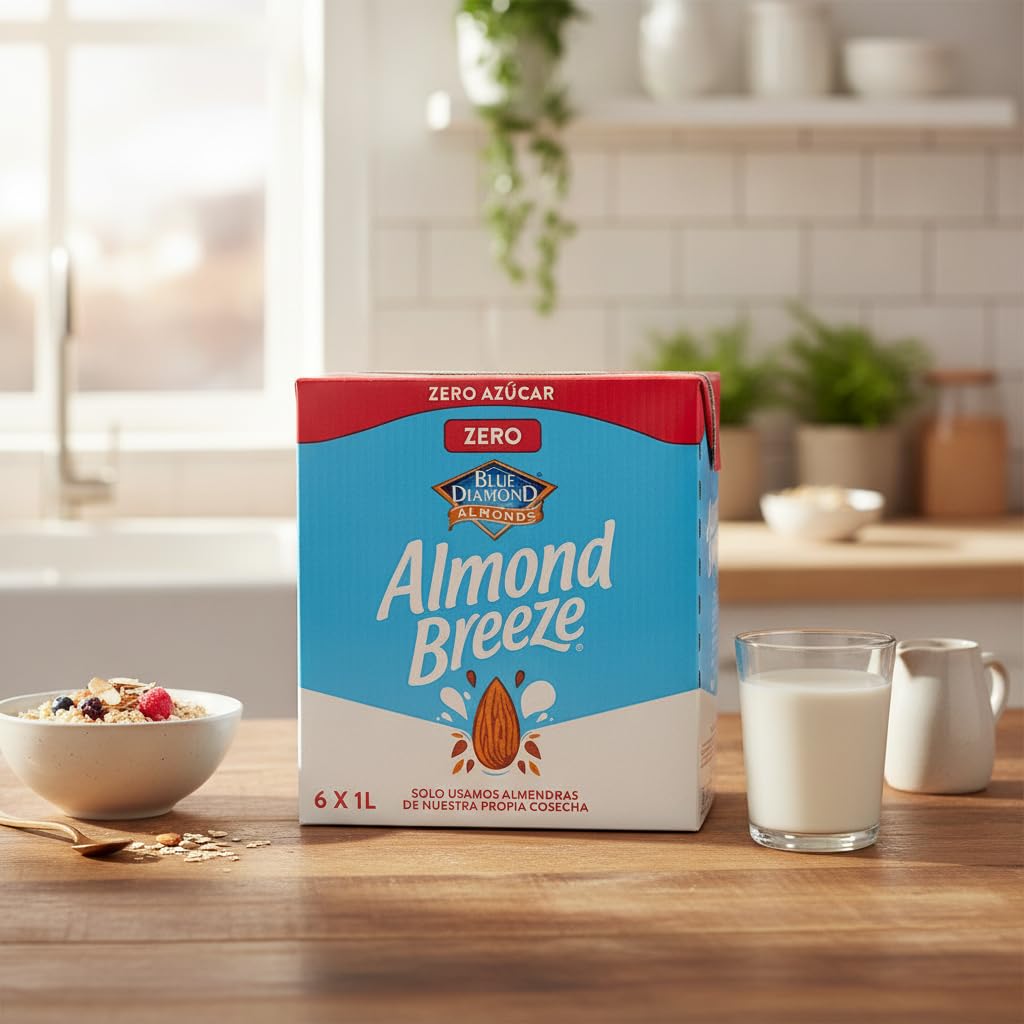 Bebida de Almendras Sin Azúcares Añadidos - Baja en Calorías - Pack de 6 x 1 Litro - Sin Lactosa - Sin Gluten - Diamond - Apta para Veganos - Enriquecida con Calcio y Vitaminas - NEXU
