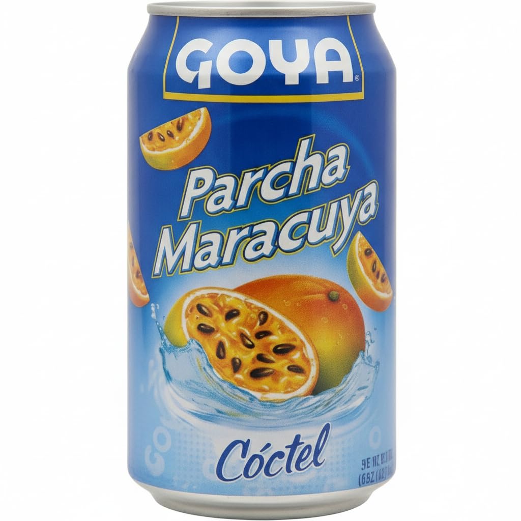 Cóctel de Parcha Maracuya - Zumo de Fruta de la Pasión Refrescante - Pack de 6 Latas de 284 ml - Bebida Tropical - Goya - Ideal para Cócteles y Meriendas - Sabor Intenso y Cítrico - NEXU