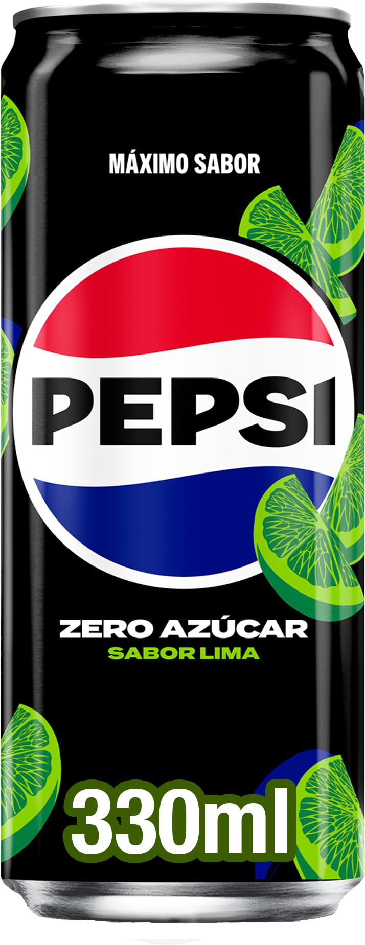 Pepsi zero Lima Refresco de cola con cero azúcar y cero calorías, pack de 24 latas de 330 ml, 7.92 litros en total