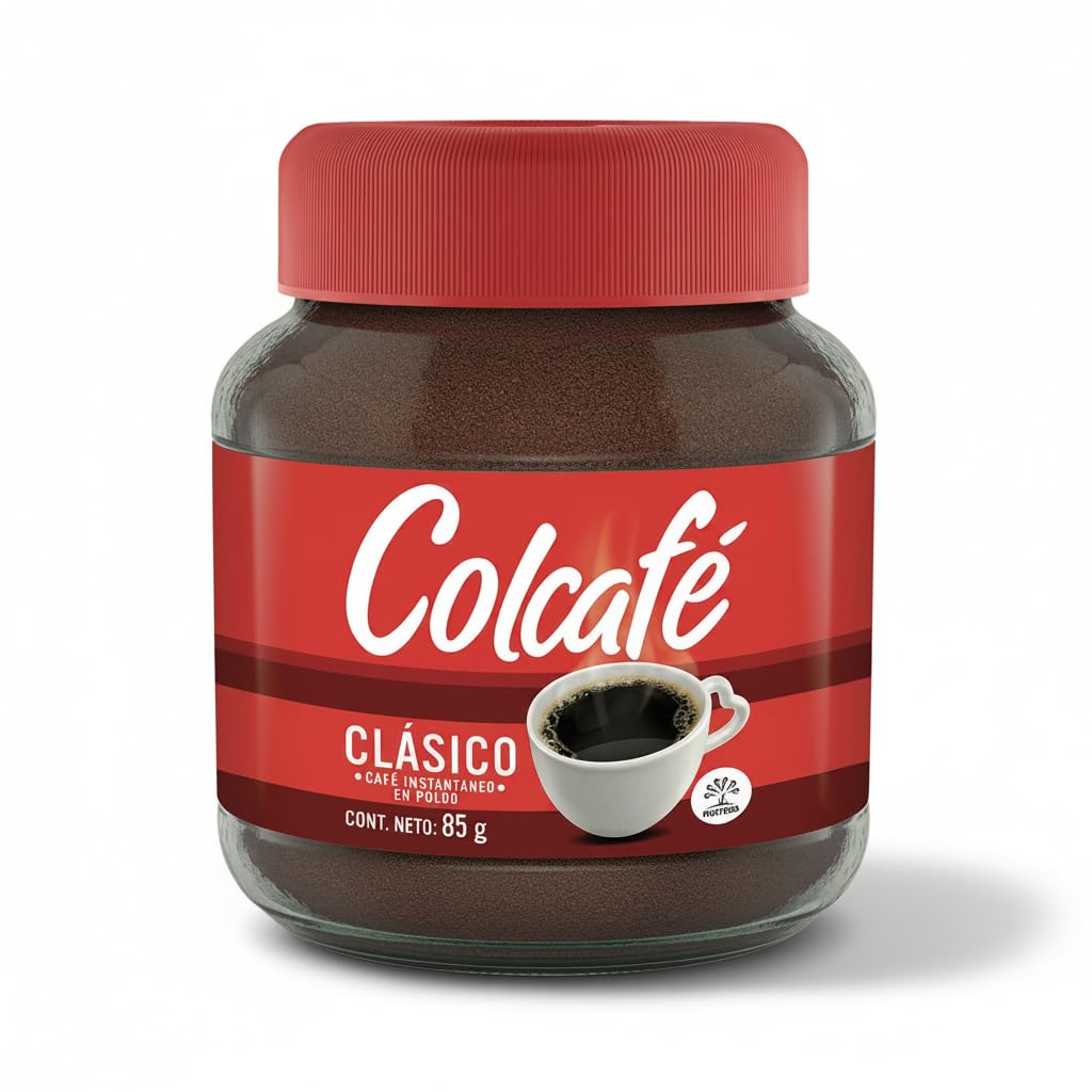 Café Instantáneo 100% Colombiano, Frasco de 85g (Rinde 56 Tazas) - Sabor Equilibrado y Preparación Instantánea - Colcafé Suave Clásico - NEXU