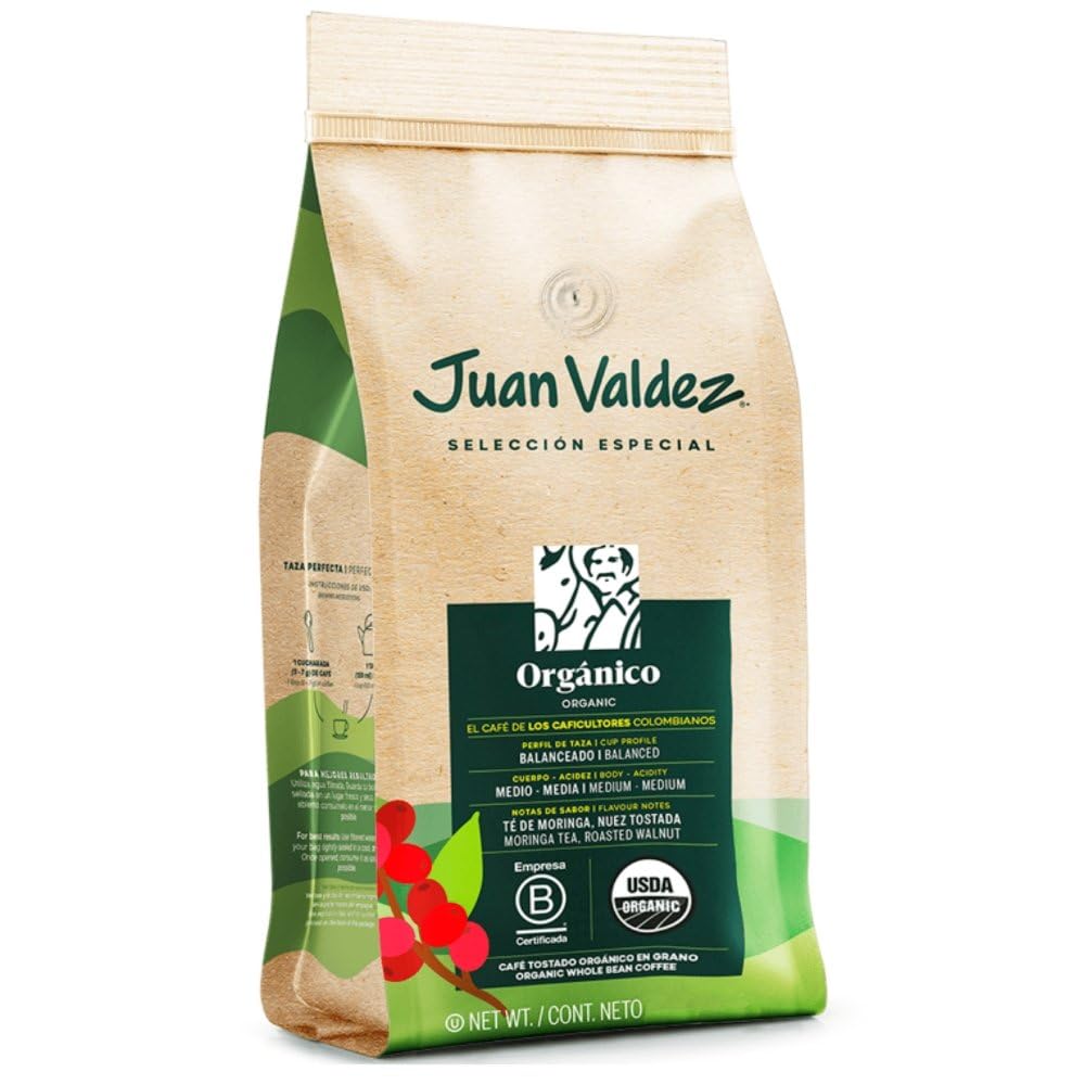 Juan Valdez Café Colombiano Órganico Equilibrado Gourmet - Grano Entero | Formato Bolsa 1KG
