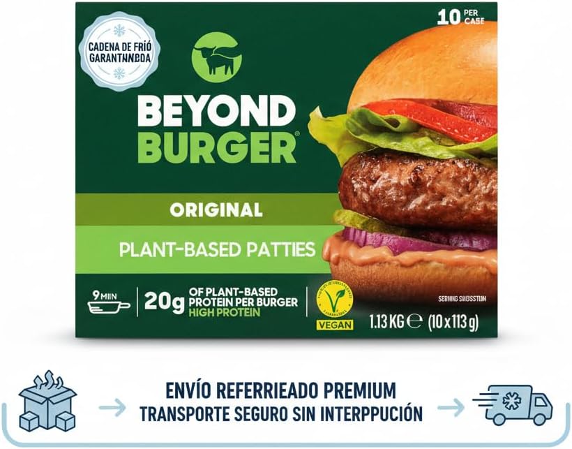 Beyond Burger - Pack de 10 Hamburguesas Vegetales (1.13 kg) | Producto Refrigerado con Envío en Frío Garantizado
