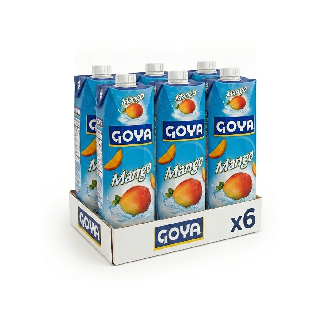 Jugo de Mango Natural - Pack de 6 Unidades de 1 Litro - Bebida de Fruta con Vitamina C y Minerales - Ideal para Familias - Refrescante y Saludable - Goya - Formato Brick Familiar - NEXU