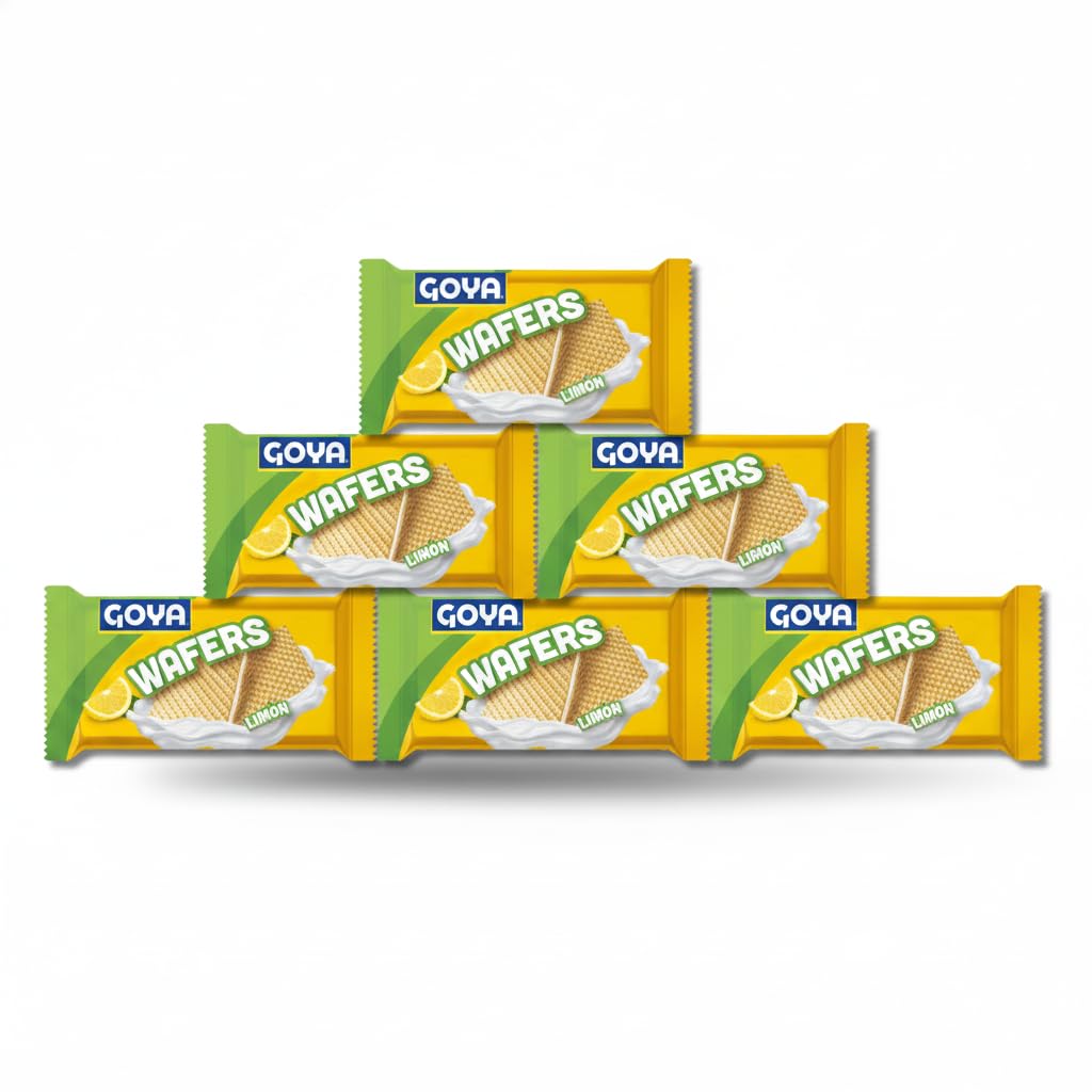 Wafers Sabor Limón - Pack de 6 Unidades de 95G - Galletas de Oblea Crujientes con Crema de Limón - Snack Familiar Ideal para Meriendas y Oficina - Goya - NEXU