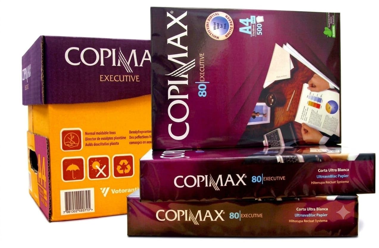 Papel A4 de Alta Blancura 80g/m² - Caja de 2500 Hojas (5 Resmas) - Acabado Profesional y Sostenible - Copimax - Ideal para Impresión en Oficina y Hogar - NEXU