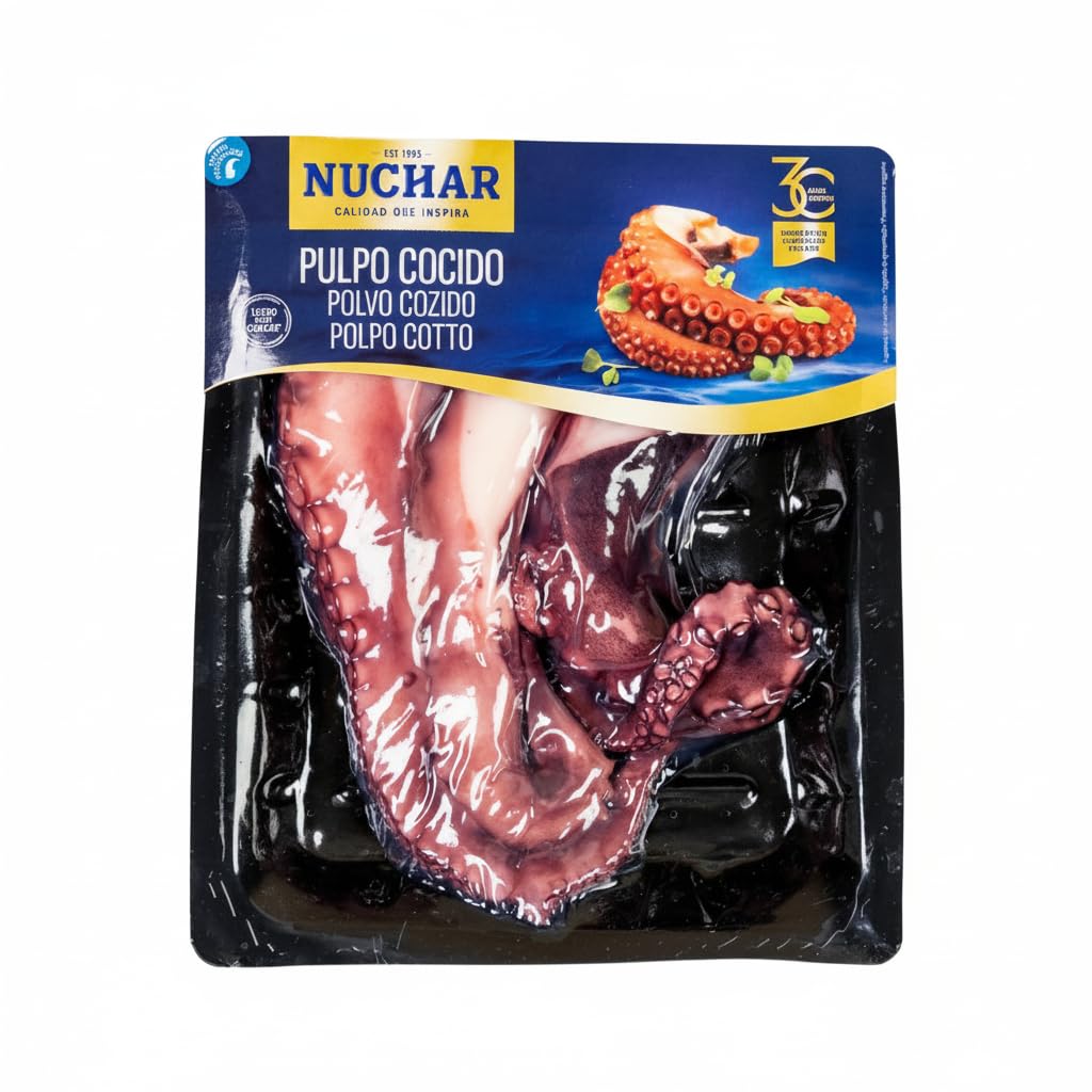 Pulpo Cocido 500g - 3 a 4 Patas de Pulpo Listo para Comer - Rico en Proteínas, Bajo en Grasas y Carbohidratos - Nuchar -Origen Atlántico FAO 34 - NEXU
