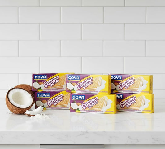Galletas Wafer de Coco - Pack de 6 Unidades (140g c/u) - Galletas Crujientes Rellenas de Crema de Coco Natural - Goya - Ideal para Merienda y Postre - NEXU
