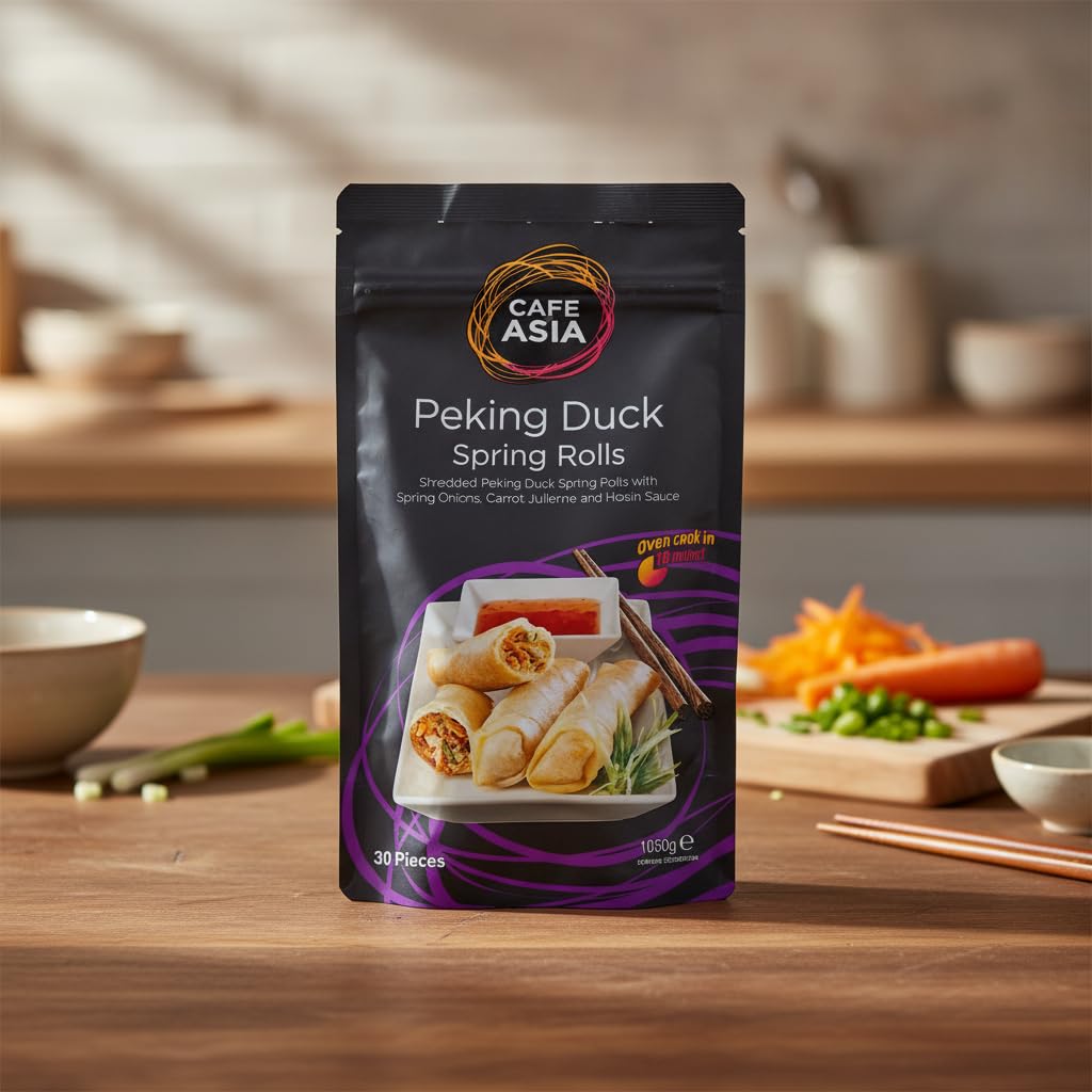 Rollitos de Primavera de Pato Pekín con Salsa Hoisin - Pack Familiar de 1050g (30 Unidades) - Aperitivo Oriental Crujiente para Horno - Sin Aditivos Artificiales - Certificación Halal - NEXU