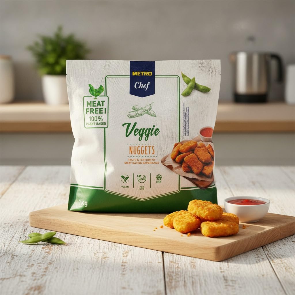 Nuggets 1kg - Nuggets Vegetales 100% Plant-Based - Alternativa Vegana y Sin OGM - Textura Crujiente y Sabor Original - Formato Familiar - NEXU
