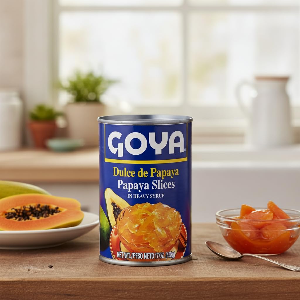 Dulce de Papaya en Almíbar Espeso - Rebanadas de Fruta Seleccionada para Postres y Acompañamientos - Lata de 482g (17 oz) con Abre Fácil - Sabor Auténtico y Tradicional - NEXU