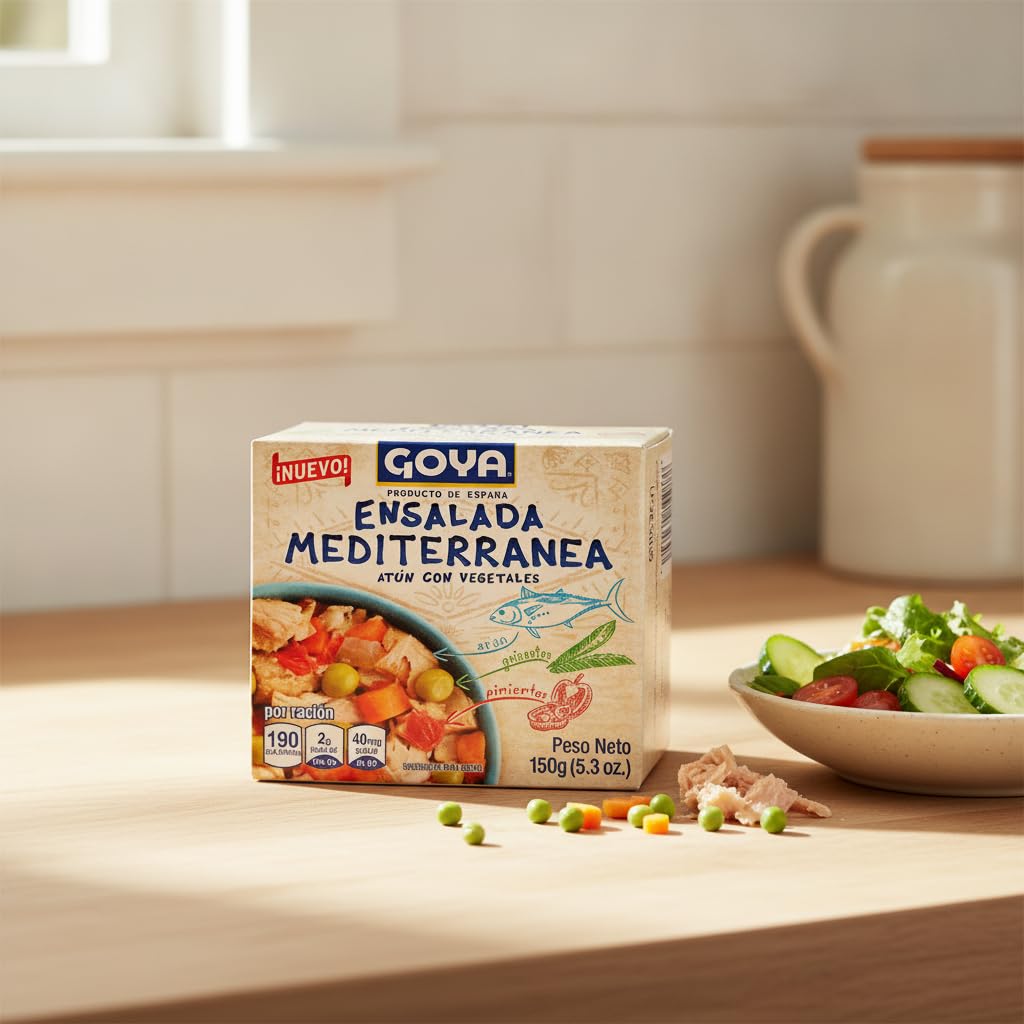 Ensalada Mediterránea de Atún con Vegetales - Pack de 5 Unidades (5 x 150g) - Comida Preparada Saludable Rica en Proteínas y Fibra - Total 750g - NEXU