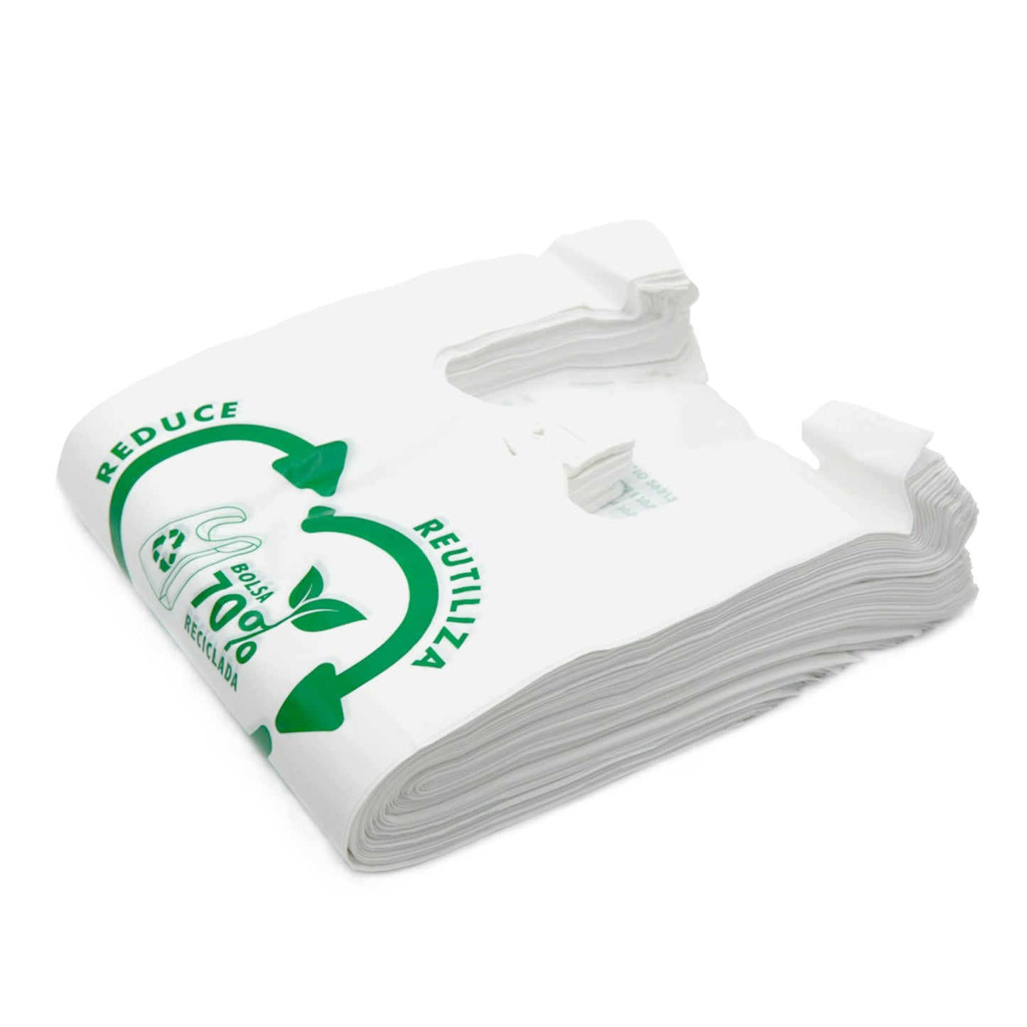 Bolsas de Plástico 70% Reciclado · Tamaño 3XL 60x70 cm | 25 Uds | Aptas Uso Alimentario, Resistentes, Reutilizables y 70% Recicladas | Galga 200 |Bolsa Tipo Camiseta | Cumple todas las normativas