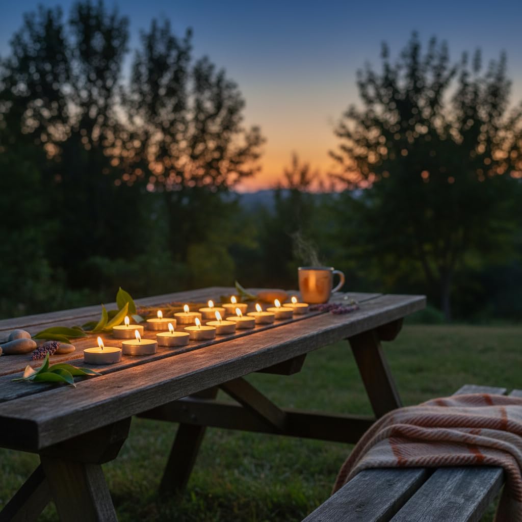 VELAS Lumar Pack de 50 Velas de Té (Tealights) de Larga Duración (4 Horas), Velas Pequeñas de Parafina para Decoración, Iluminación de Eventos y Quemadores de Esencia, Fabricado en España