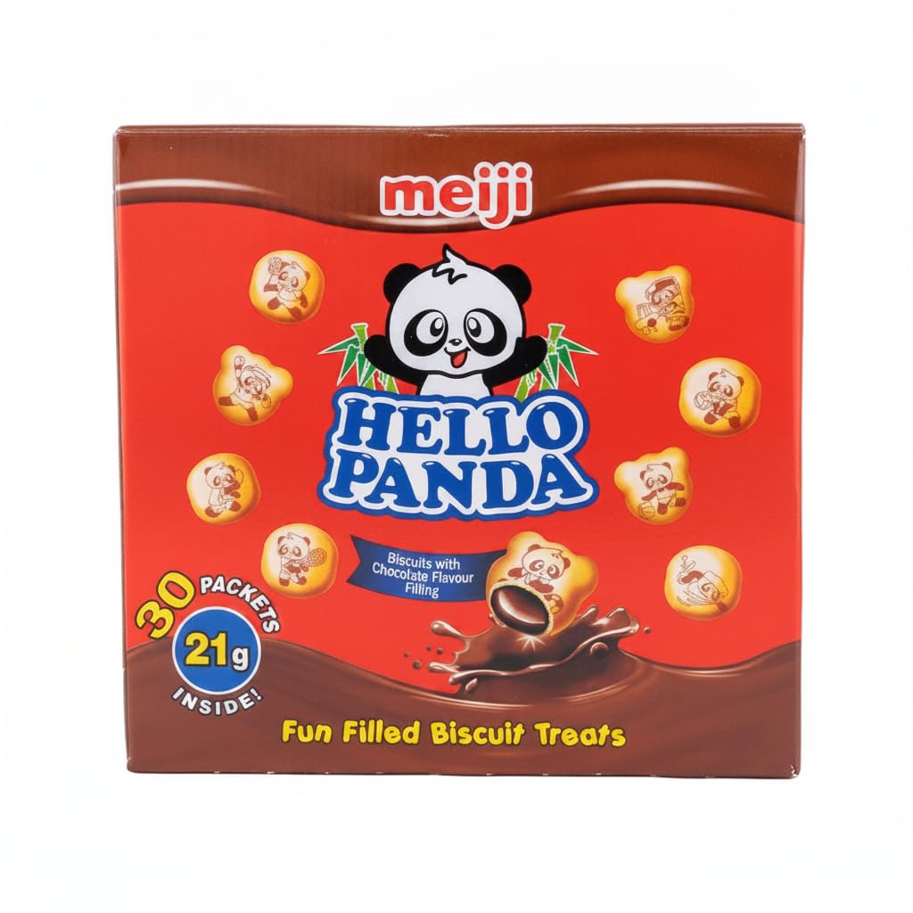 Galletas Crujientes Rellenas de Sabor Chocolate - Pack de 30 Bolsitas Individuales (630g) - Merienda Ideal para Niños y Snack para Llevar - Formato Ahorro con Dibujos de Pandas - NEXU