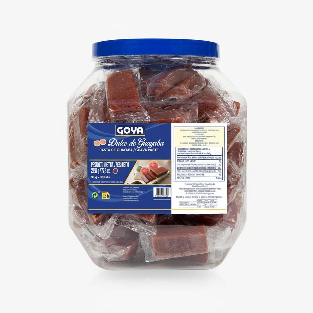 Dulce de Guayaba en Pasta - Bombonera Ahorro de 2.2kg (65 Unidades Envueltas) PACK 1 - Snack Tradicional Latino para Repostería, Postres y Maridaje con Queso - Goya - Sin Grasas - NEXU