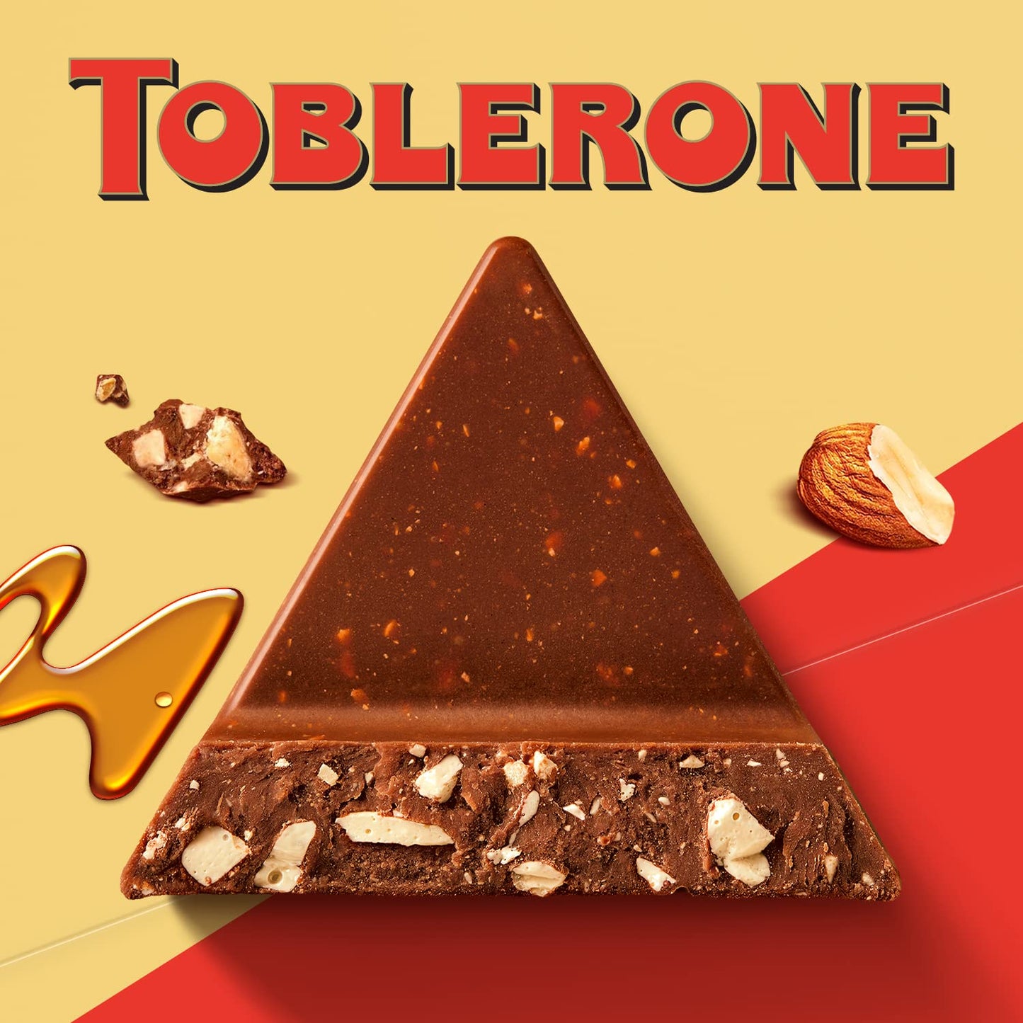 Toblerone Chocolate con Leche Suizo con Nougat de Miel y Almendras, Formato Grande, Pack 360 g