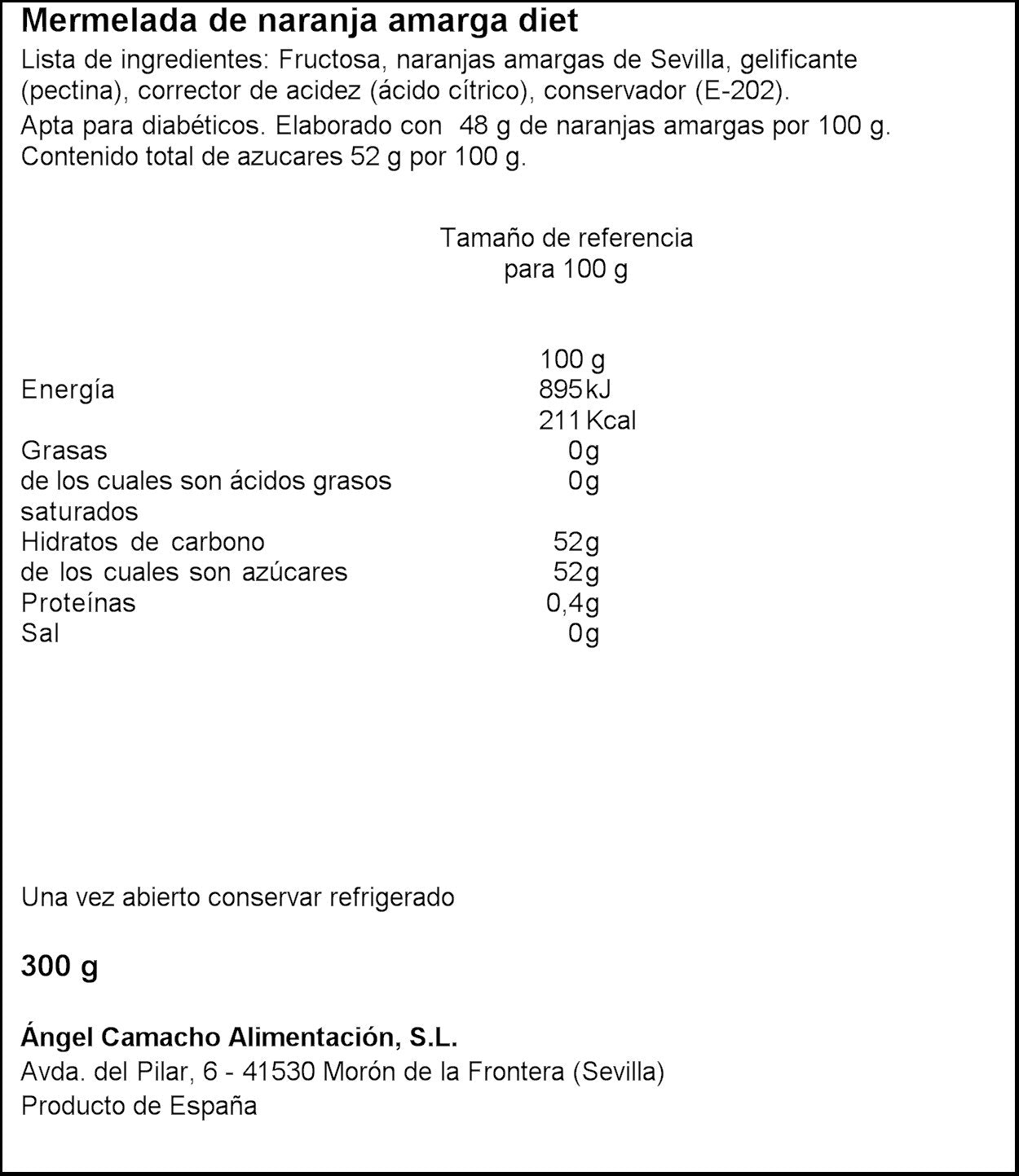 La Vieja Fábrica Mermelada de Naranja Amarga - 290 gr.