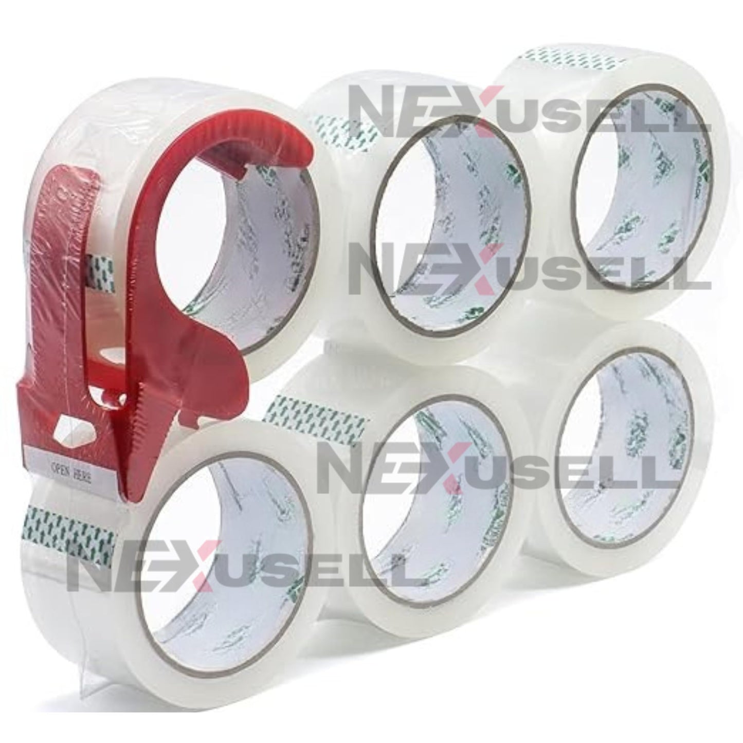 PACK 6 Rollos Cinta Adhesiva Transparente para Embalaje 48mm x 300m + Dispensador | Total 1800m | Alta Resistencia | Ideal para Cajas, Envíos y Mudanzas
