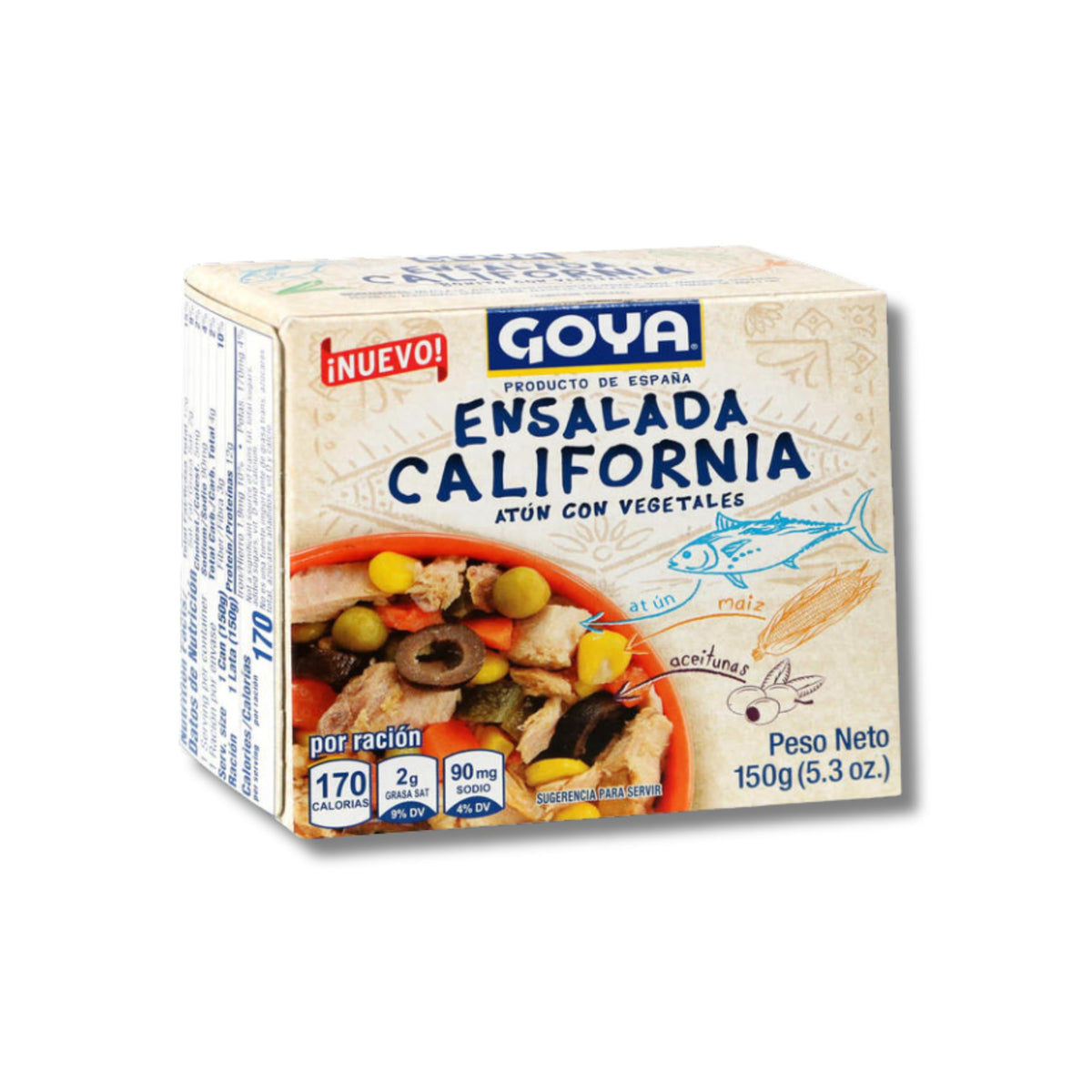 Ensalada California de Atún con Maíz y Aceitunas - Pack de 10 Latas de 150g - Plato Preparado Saludable Rico en Proteínas - Listo para Comer - NEXU