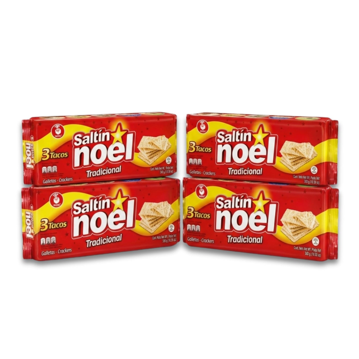 Pack de 4 Paquetes de Galletas Crackers (3 Tacos por Paquete, Total 1540g) - Galletas Saladas Crujientes - Saltín Noel - Ideales para Desayunos y Aperitivos - NEXU