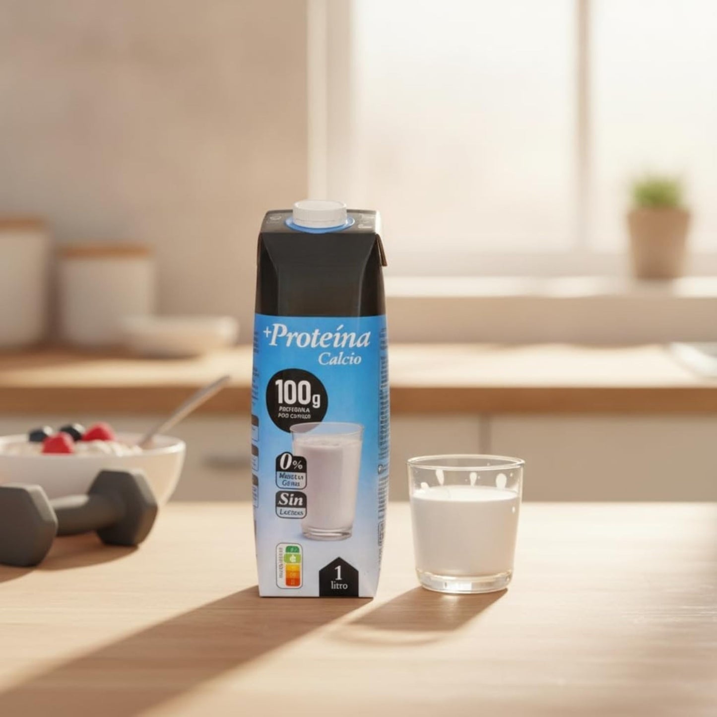 Leche + Proteína Calcio Desnatada Sin Lactosa - Pack de 6 x 1 Litro, 10g Proteína por 100ml - 0% Materia Grasa - Enriquecida con Vitaminas y Minerales - NEXU