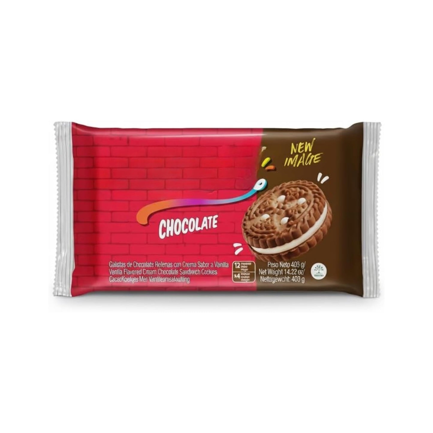 Galletas de Chocolate Rellenas de Crema de Vainilla - 1 Pack de 12 paquetes Individuales (403g) - Galletas Tipo Sándwich Crujientes Sin Colesterol ni Grasas Trans - NEXU