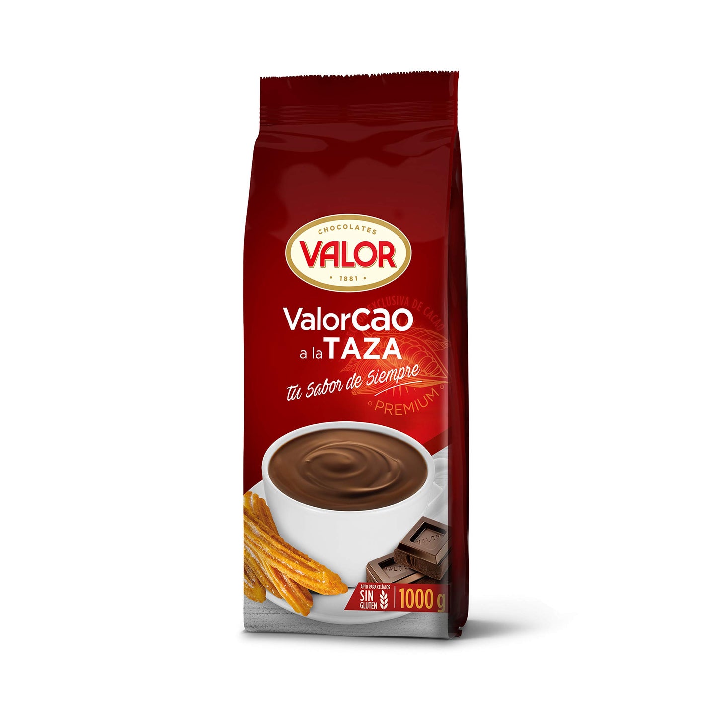 Valor - Valorcao Chocolate a la Taza. Chocolate Valor sin Gluten. Intenso Sabor y Aroma. Cacao en polvo con auténtico sabor del chocolate - 1000 Gramos.