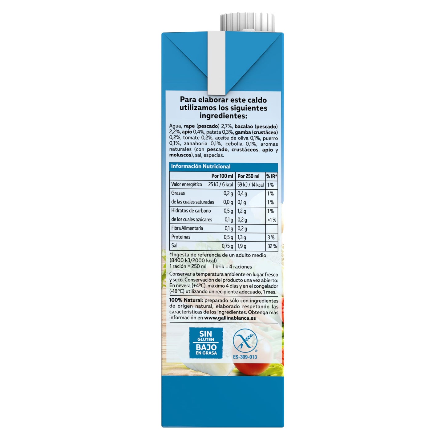 Gallina Blanca Caldo Casero de Pescado, 100% Natural, 1L