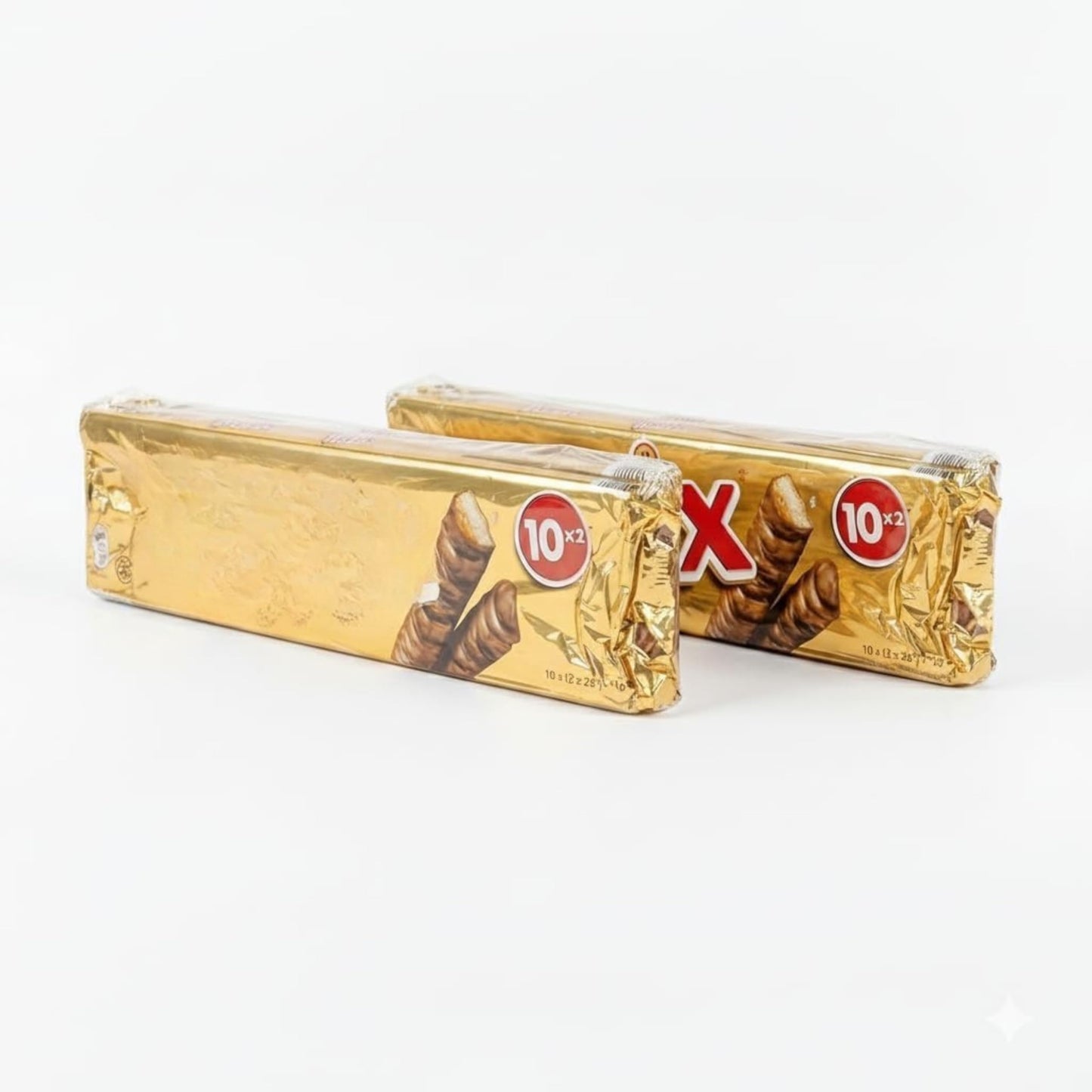 Pack 2 de 10 Unidades (10 x 2 Barritas de 25g) - Pack de 20 Barritas de Galleta, Caramelo y Chocolate con Leche - Formato Ahorro de 500g para Merienda y Snack - NEXU